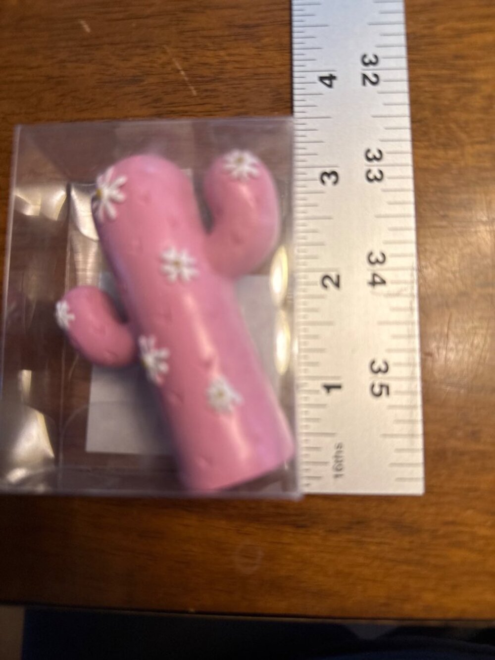 Pink Cactus-Shaped Coin Bank With Daisy Accents In Clear Box - Cute Décor & Func